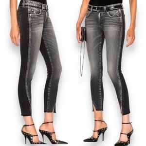 AMO Black Jeans Twist Two-Tone Dark & Stormy Skinny 90s Grunge Punk Womens 6/28